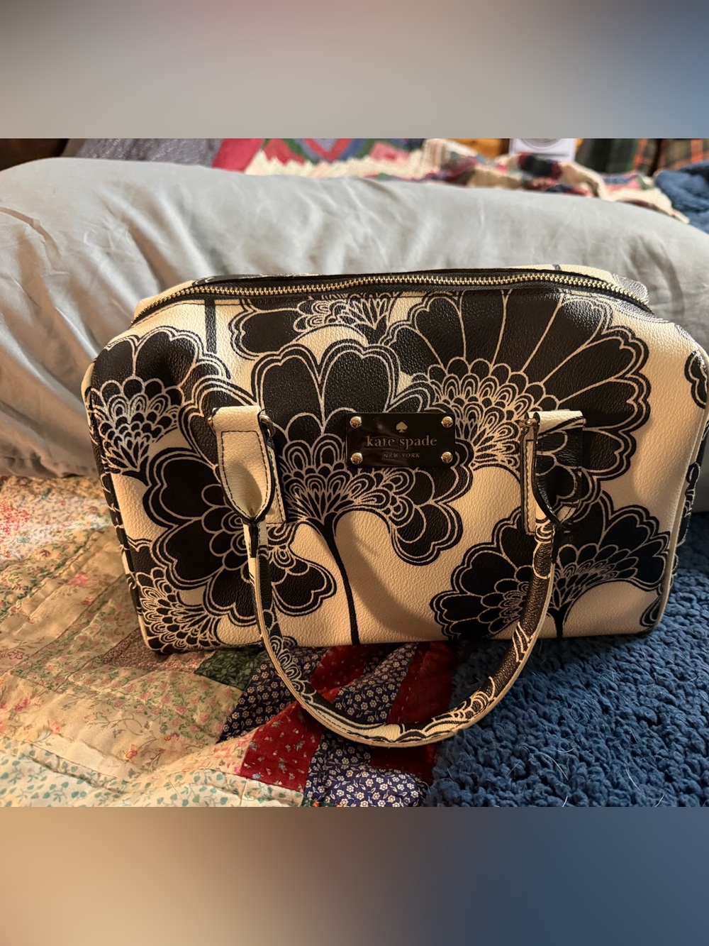kate spade Black & White Floral Satchel - Picture 3 of 5